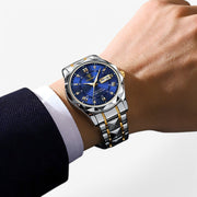 Montre Automatique Homme - Boîtier Argenté de 40 mm avec Bracelet en Cuir