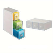 Organisateur de Thé et de Cuisine avec Tiroirs - Boîte de Rangement Compacte à 3 Compartiments