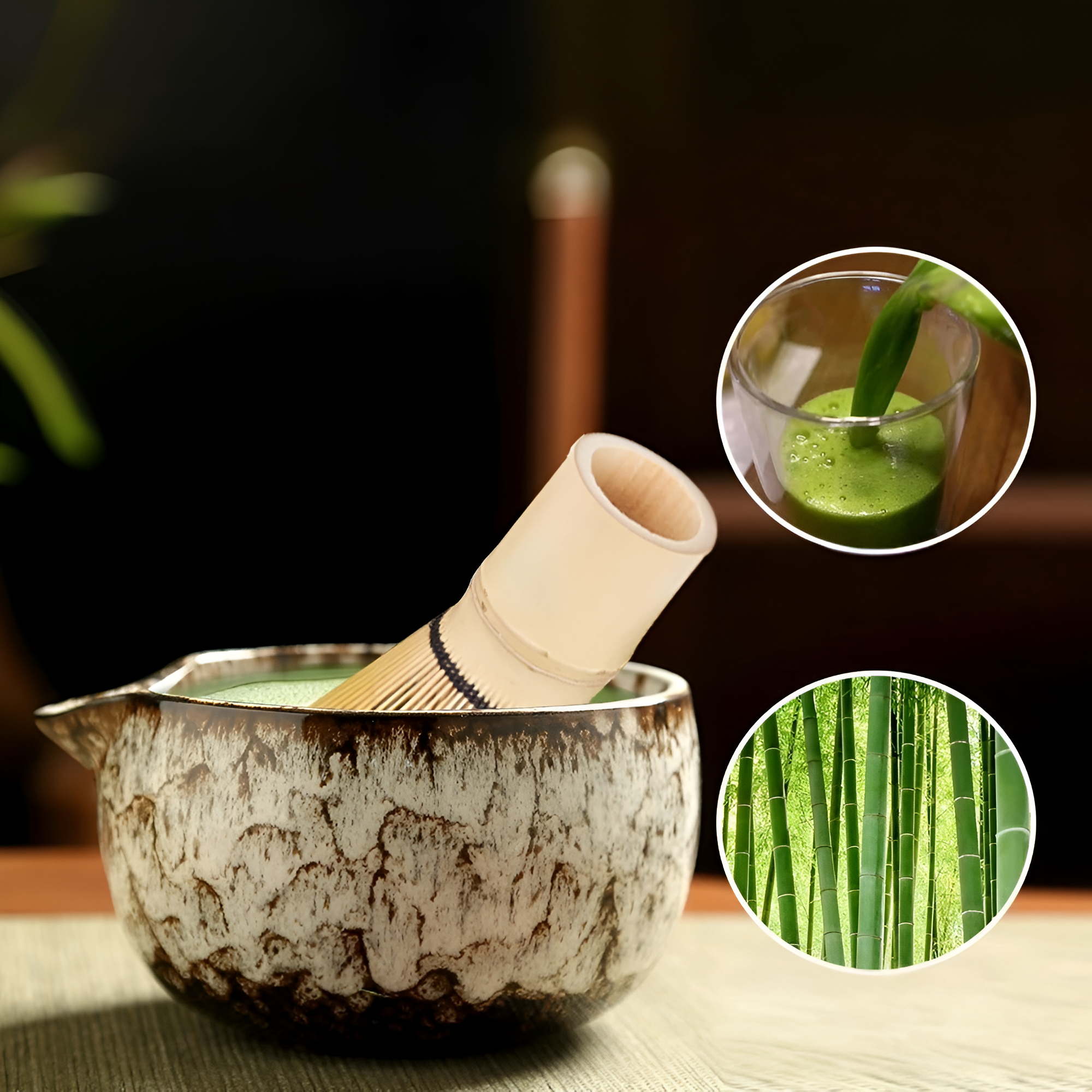 Set de Cérémonie Matcha 6 Pièces - Bol en Céramique et Accessoires en Bambou