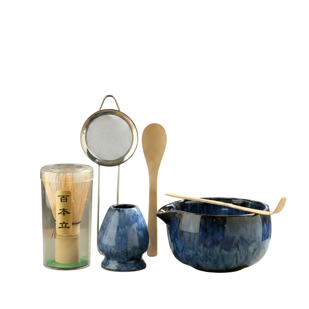 Set de Cérémonie Matcha 6 Pièces - Bol en Céramique et Accessoires en Bois