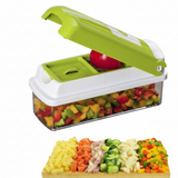 Coupe-Légumes Multifonction 12-en-1 - Lames en Acier Inoxydable avec Bac de Récupération
