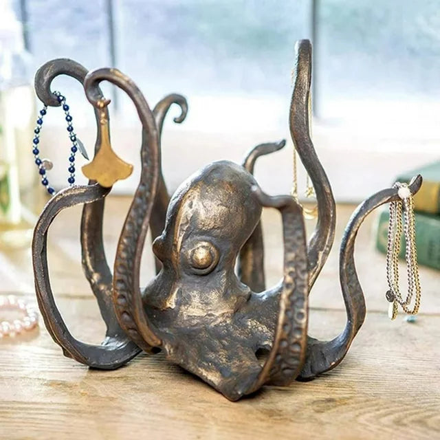 Support à Tasses en Forme de Pieuvre - Présentoir Décoratif en Résine à 8 Crochets