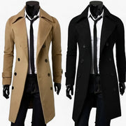 Trench Long Homme - Double Fermeture Éclair avec Design Uni pour Temps Froid