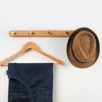 Portemanteau Mural en Bois avec Crochets en Laiton - Rangement Mural pour Intérieur