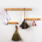 Portemanteau Mural en Bois avec Crochets en Laiton - Rangement Mural pour Intérieur