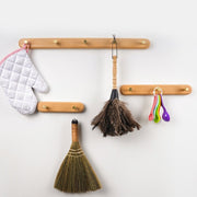 Portemanteau Mural en Bois avec Crochets en Laiton - Rangement Mural pour Intérieur