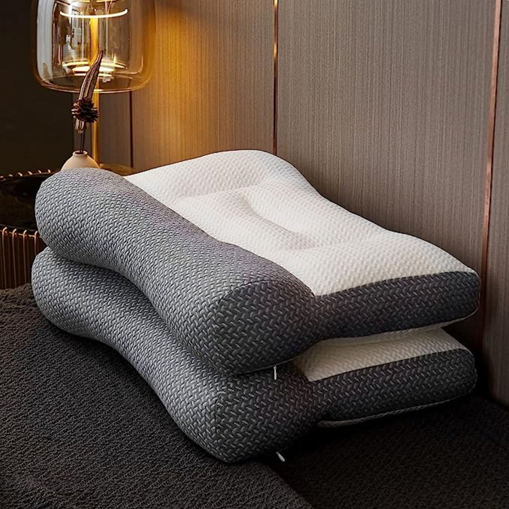 Oreiller de Sommeil Profilé Blanc - Oreiller en Polyester, Fibre de Soja & Tissu Tricoté