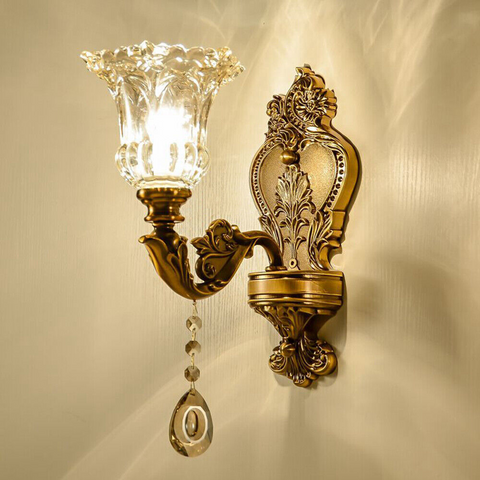 Applique Murale Dorée Vintage - Lampe Murale Réglable en Métal Compatible E14
