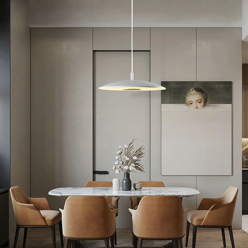 Lampe Pendante LED | Lampe de Plafond en Fer avec LED Intégrée & Finition Nickel | Pour Salle à Manger & Espaces de Vie