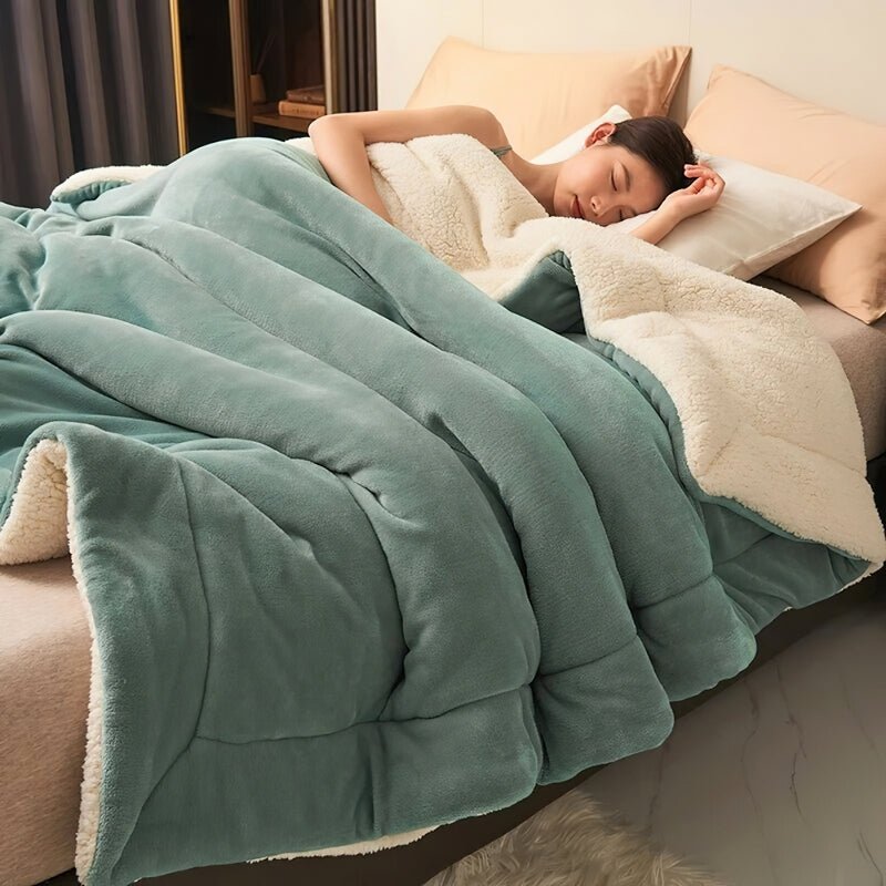 Couverture Réversible en Microfibre - Plaid Tricoté Doux pour Canapé et Lit