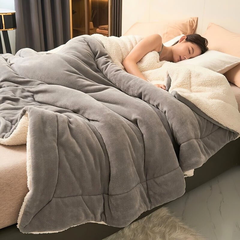 Couverture Réversible en Microfibre - Plaid Tricoté Doux pour Canapé et Lit
