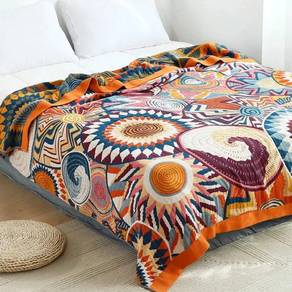 Plaid en Coton - Couverture Colorée d'Inspiration Scandinave pour Canapé & Lit