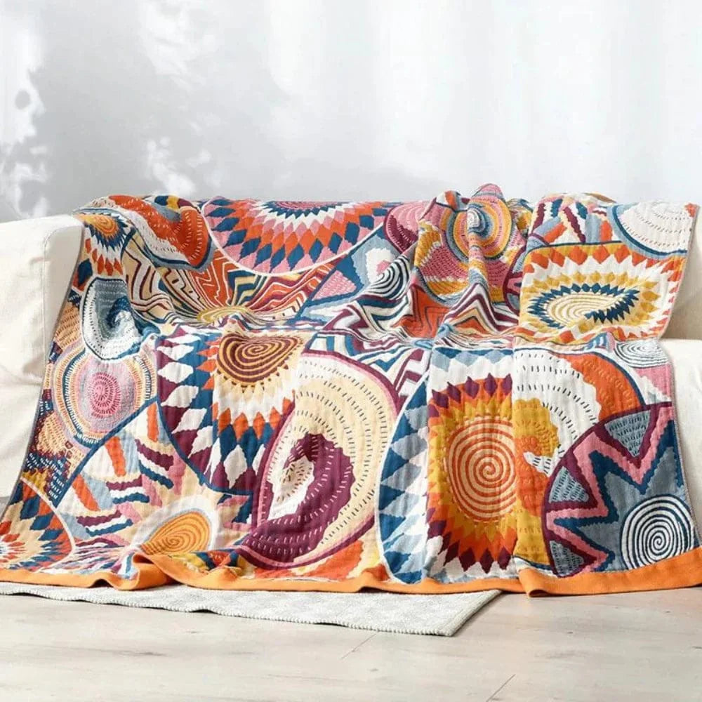 Plaid en Coton - Couverture Colorée d'Inspiration Scandinave pour Canapé & Lit