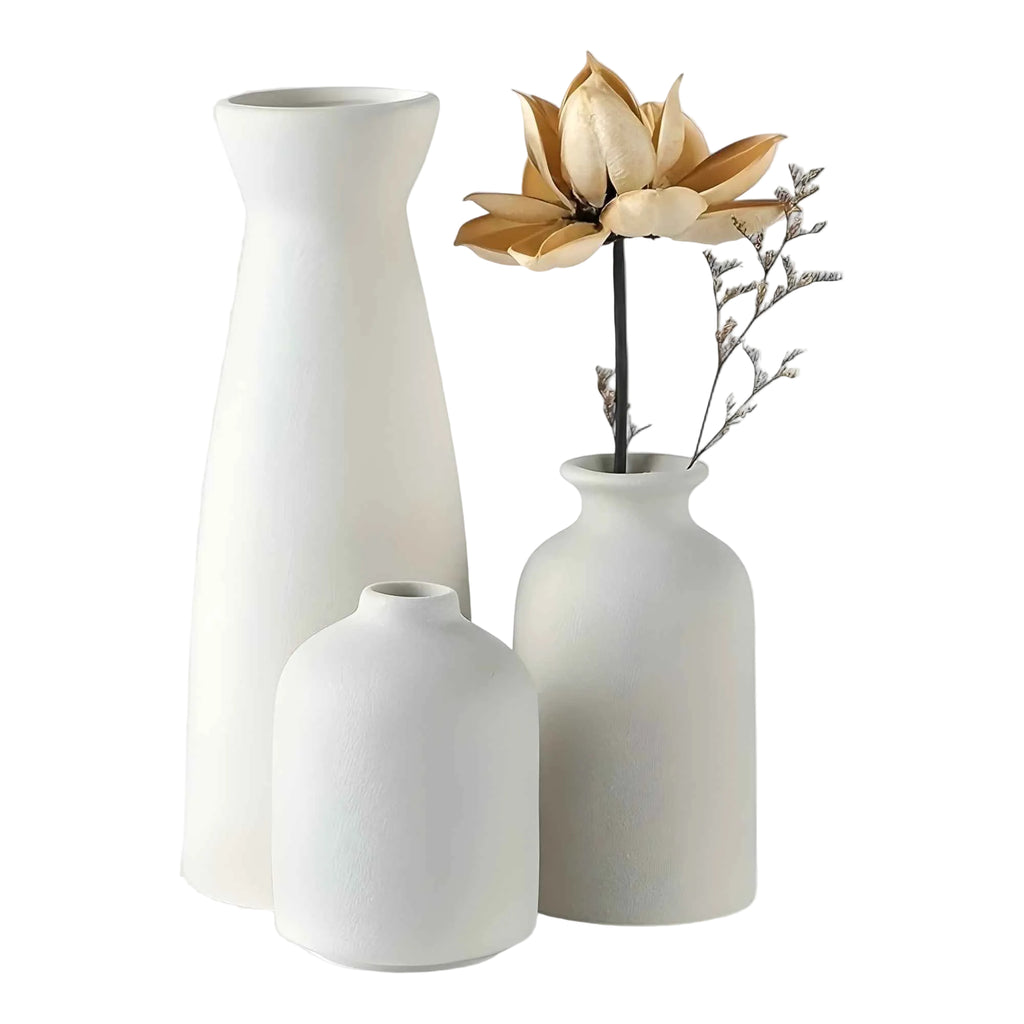 Ensemble de 3 Vases en Céramique - Vases Décoratifs Mats en Trois Tailles